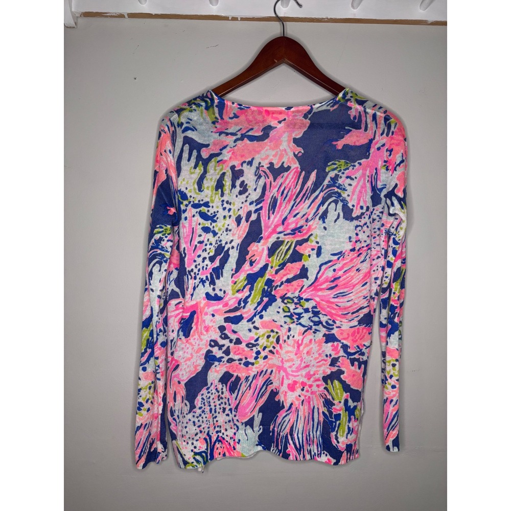 Lilly Pulitzer Linen Sweater XS Lightweight Coastal Preppy Beach Layer - Picture 3 of 4